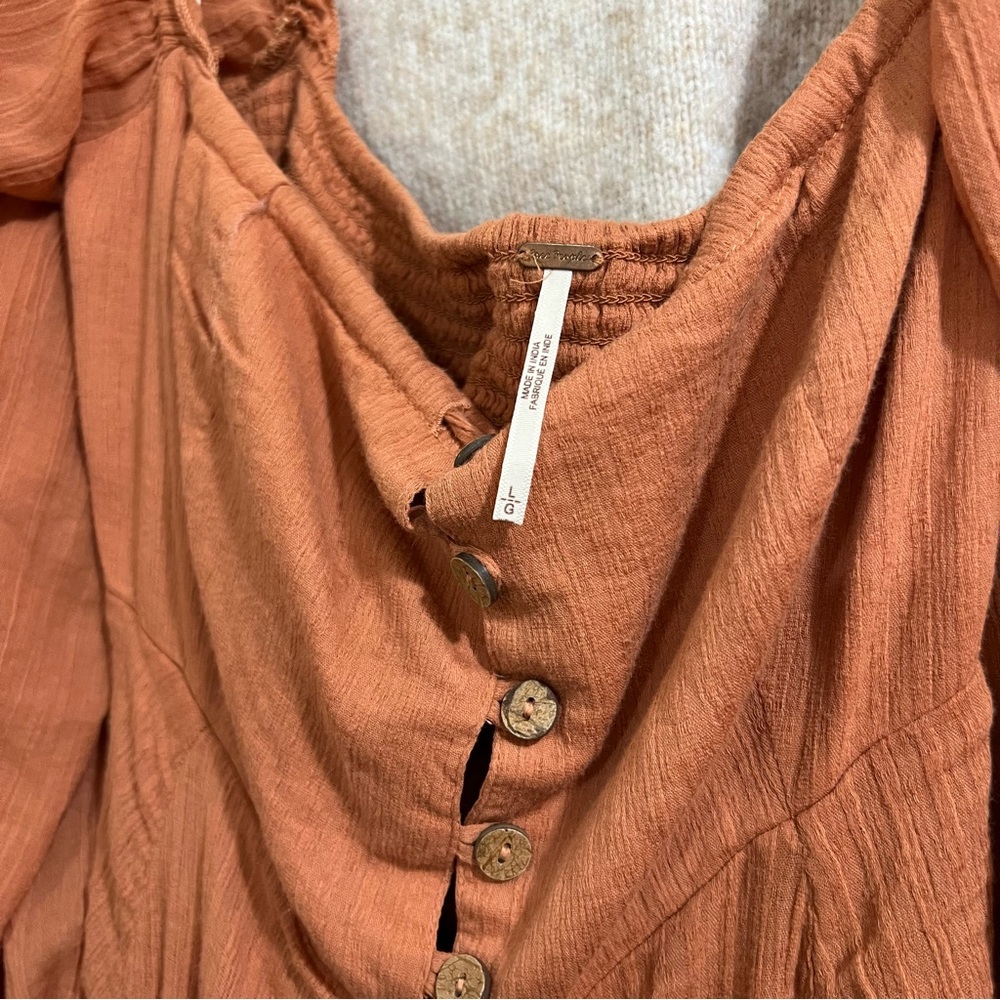 Free People Orange Off Shoulder Gauze Dress - Picture 15 of 16